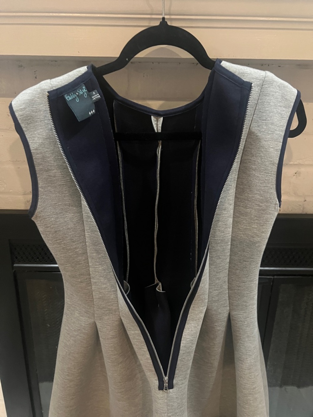 I CANT EVEN TAKE IT - LOVE LOVE - Gabby Skye Grey Mini Dress with Navy Trim - Picture 9 of 10